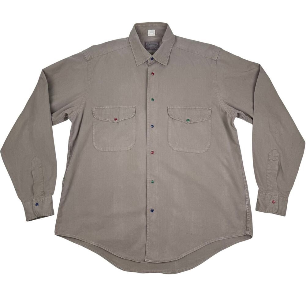 Tempo Libero Moreno Martini Taupe Cotton Shirt Made in Italy Utility Western L